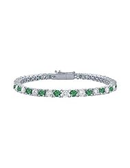 Emerald and Diamond Tennis Bracelet Platinum - 1.00 CT TGW