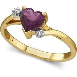 Heart Shaped Amethyst Ring in 14K Yellow Gold by Ultra Diamonds