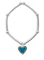 Turquoise Heart with Beaded Border Tube and Bead Charm Bracelet [Jewelry]