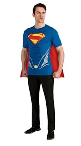 Rubie's Costume Superman Man of Steel Costume T-Shirt with Cape, Blue, Medium
