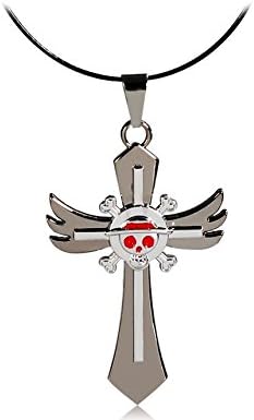 aFirst Anime One Piece Design Necklace (Silver & Red) M.