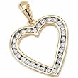 14K Yellow Gold Love Heart Diamond Pendant