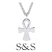 HIS - Men's Sterling Silver Ankh Cross Necklace with Spiga Chain