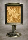Snowy Egret Lithophane Mantle Stand Antique Brass