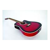 Austin Bazaar 41 Red Cutaway Acoustic Electric Guitar with Gig Bag and Accessories