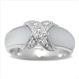 Size 7 18K white gold Taurus Mother of Pearl Ring