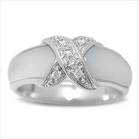 Size 7 18K white gold Taurus Mother of Pearl Ring by American Pearl Jewelers