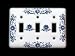 Switchplates White Porcelain, Triple Toggle Delft Blue Switch Plate