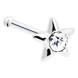 Sterling Silver Clear Gem Star Nose Bone