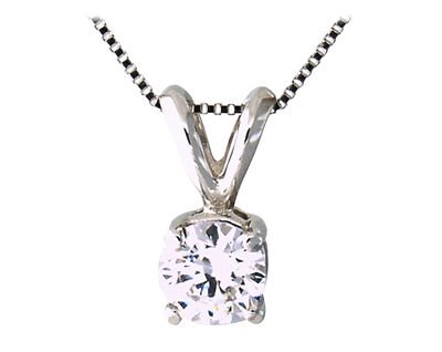 1/7 ct.tw Round Diamond Solitaire Pendant in 14 kt. White Gold