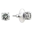 Rhodium Plated Brass with Clear Swarovski Crystal Round Stud Earrings, Weight: 4.20gm