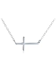 Sterling Silver Stationed Cross Pendant Necklace, 16"+2"