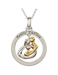 Sterling Silver 18ky 14kt Plated Family Embrace Circle Necklace With Chain And Packaging