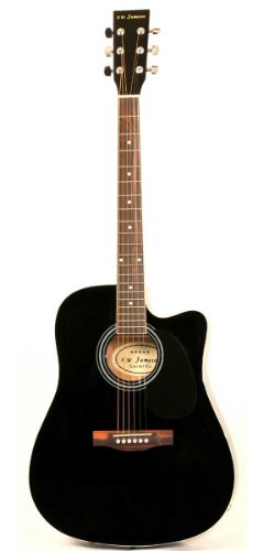 Full Size Thinline Black Acoustic Electric Guitar with Free Gig Bag Case