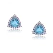 Blue Topaz & Diamond Stud Earrings in Fine White Gold