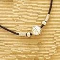 Basketball Necklace on Leather Cord