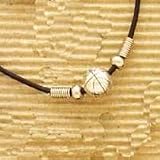 Basketball Necklace on Leather Cord