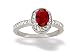 14K White Gold Genuine Oval Ruby and Diamond Couture Ring