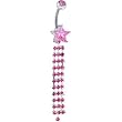 Pink Cubic Zirconia Star Rhinestone Drop Belly Ring
