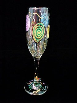 Birthday Balloons Design - Hand Painted - Flute - 6 oz.