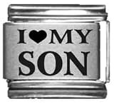 Clearly Charming I Heart my Son Laser Etched Italian Charm