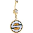 NBA Seattle Supersonics Double Crystalline Gem Gold Belly Ring