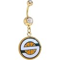 NBA Seattle SUPERSONICS Double Crystalline Gem Gold Belly Ring
