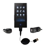 Retractable USB Hot Sync Compact Kit with Car & Wall Charger for the Samsung YP-P2AB - Gomadic Brand w/ TipExchange Technology