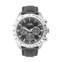 GUESS Black Leather Strap Watch