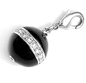 Charms Anhänger für Bettelarmband schwarze Kugel mit Strass
