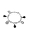 Nuovegioie Black Drop Charms Sterling Silver Bracelet