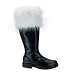 Mens Medium (10-11) Black Santa Claus Costume Boot w/ White Fur Trim