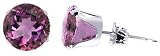 Sterling Silver 9 MM Round Amethyst Cubic Zirconia Stud Post Friction Back Earrings