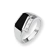 Diamond & Onyx Sterling Silver Men's Ring (Sizes 9-11)