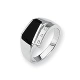 Diamond & Onyx Sterling Silver Men's Ring (Sizes 9-11)