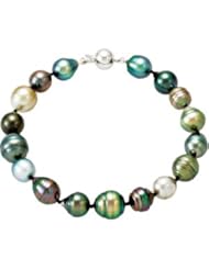 14K White-Gold Tahitian Cultured Pearl Bracelet And Necklace Set by US Gems