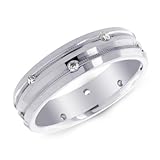 14K White Gold Row Design Men's Diamond Ring