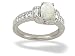 14K White Gold Genuine Oval Opal and Diamond Ring