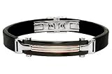 Mens Two-Tone Stainless and Rubber Bracelet By ROSSO
