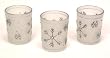 Holiday Frosted Votive Candle Holders - Metallic Silver Snowflakes