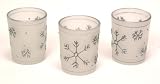 Holiday 3-Pc Battery Operated or Wax Frosted Votive Candle Holders - Metallic Silver Snowflakes