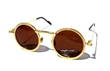 8018 Gold Industrial II SMALL ROUND Steampunk KOURE SUNGLASSES / Mens and Womens/ Includes Box, Cleaning Cloth, and Lens Size Fitter, Round