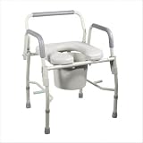 Steel Drop Arm Bedside Commode With Padded Seat & Arms