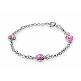 Eve's Addiction Childrens Bracelet with Pink Swirled Enamel Hearts