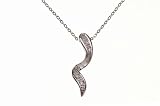 Ladies 9ct White Gold Diamond Twist Pendant + 18 Trace Chain