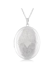 Oval Antique Pendant Locket w/ Milgrained Edge Sterling Silver