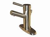 Elements of Design ES8428DL 4 Single Hole Bathroom Faucet, mount with or without plate, Satin Nicke