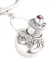 Sterling Silver Garnet Urn or Perfume Scent Jar Bottle Locket Pendant