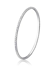 Cubic Zirconia And Sterling Silver Slip On Bangle