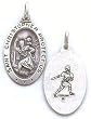 St.christopher Medal, Football (Front and Back Shown)pendant - Sterling Silver